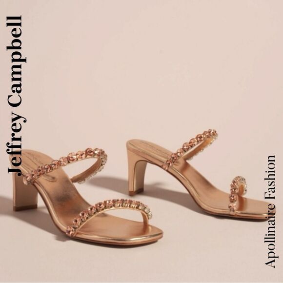 Jeffrey Campbell Embellished Heeled Slide Sandals Size 8.5 New - Picture 1 of 5